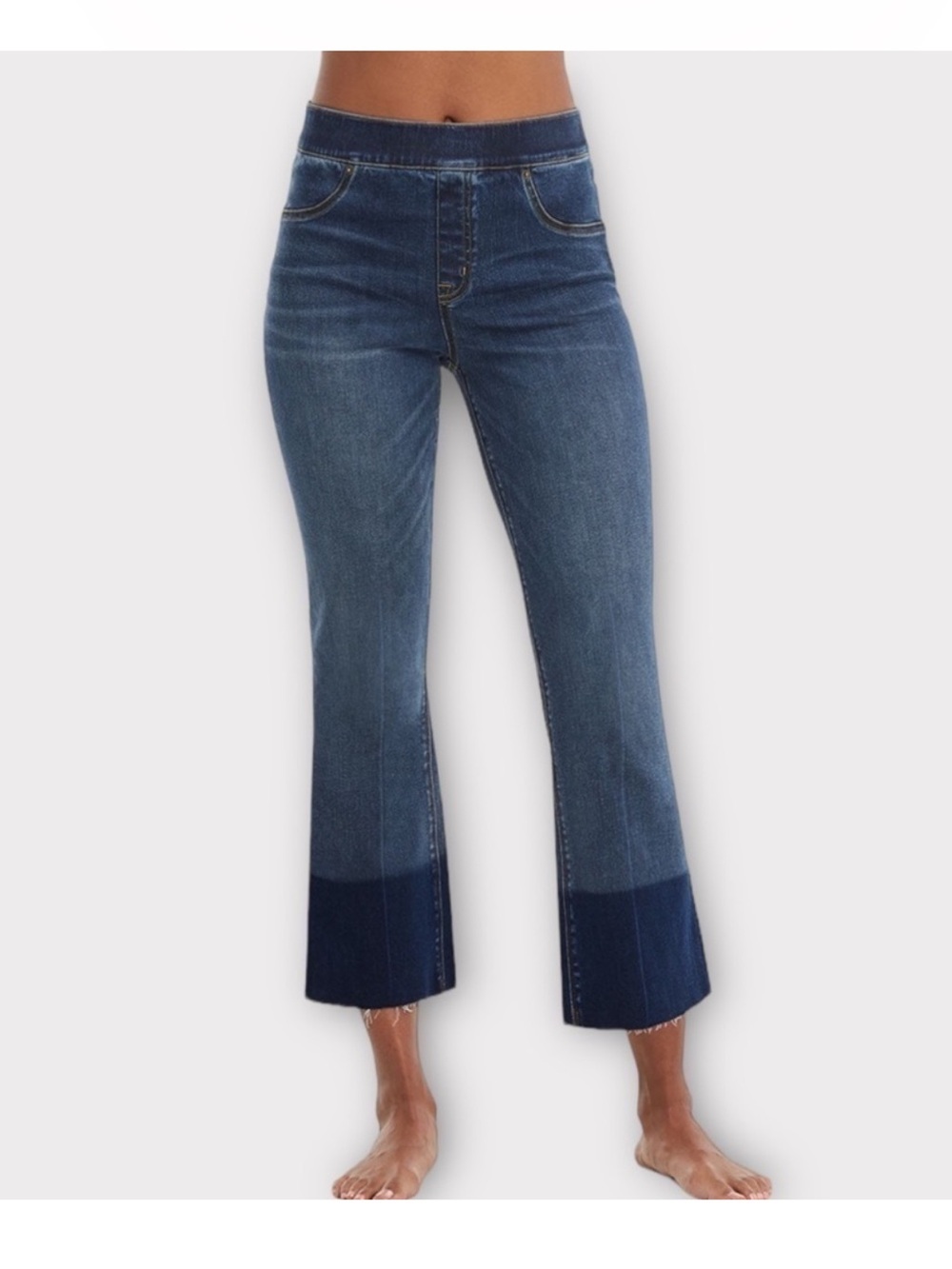 SPANX Two-Tone Dark & Medium Blue Flare Jeans Woman’s Size Medium